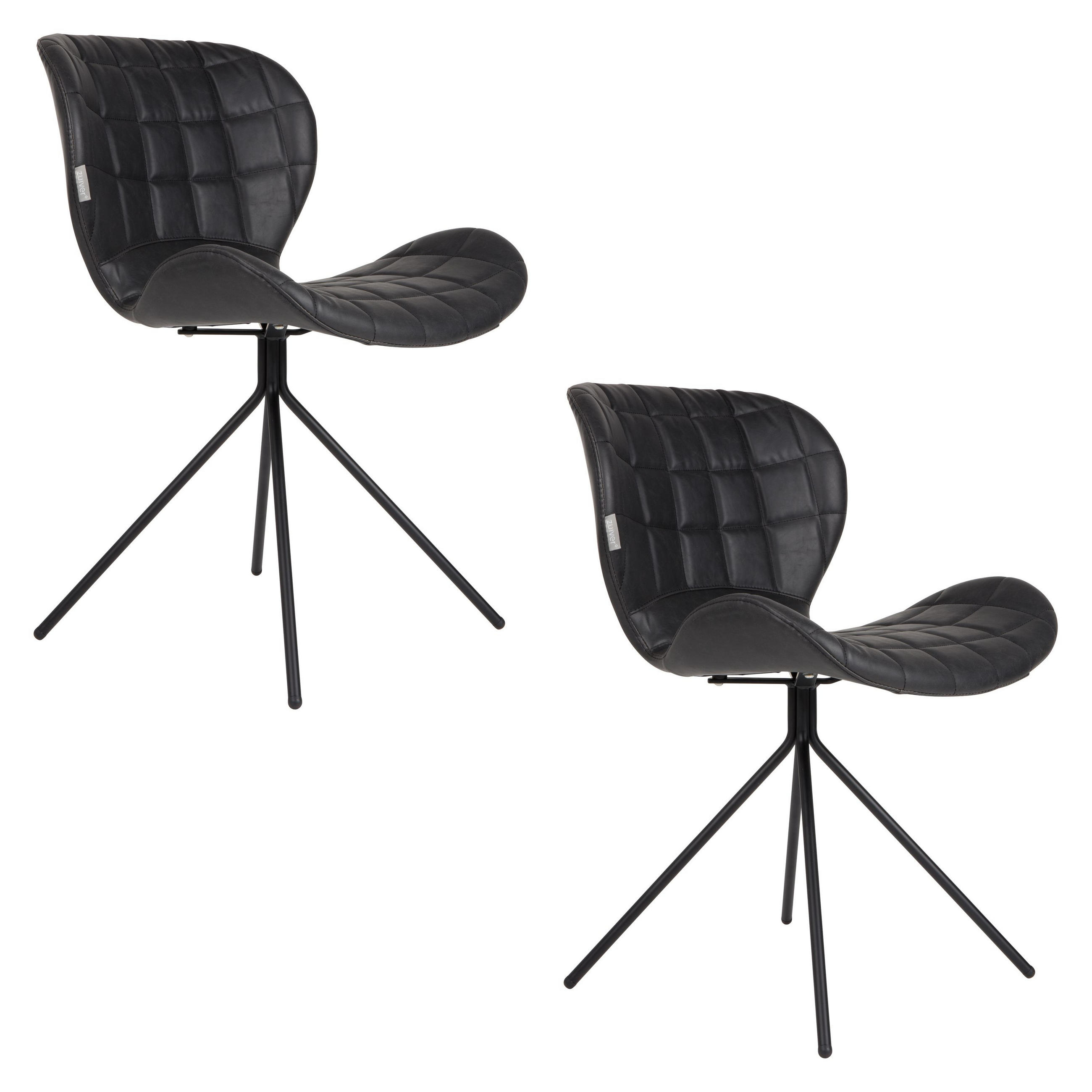 ESSZIMMERSTUHL OMG LL Schwarz - 2 er Set - Schwarz, Textil (51/79/59cm) - Zuiver