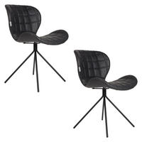 ESSZIMMERSTUHL OMG LL Schwarz - 2 er Set - Schwarz, Textil (51/79/59cm) - Zuiver
