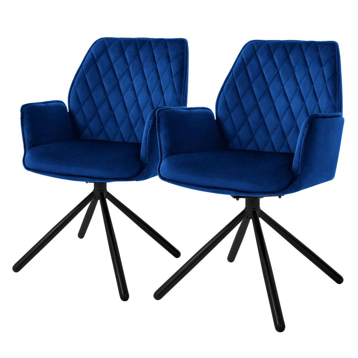 DREHSTUHL Samt Dunkelblau 2er Set - Dunkelblau, Metall (63/90/57cm) - ML-DESIGN