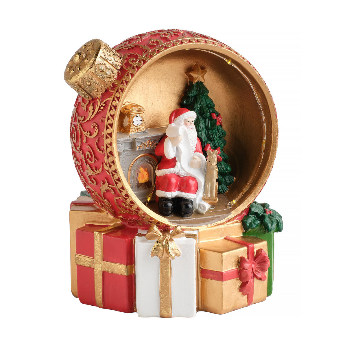 DEKOFIGUR Led SANTIO, 16 x 14 cm, Rot, Beleuchtet Weihnachtsfigur, Weihnachtsdeko, Deko Wohnzimmer, Winter Christmas, XMAS Geschenk - Rot, Kunststoff (12.5/16/14cm) - home&you