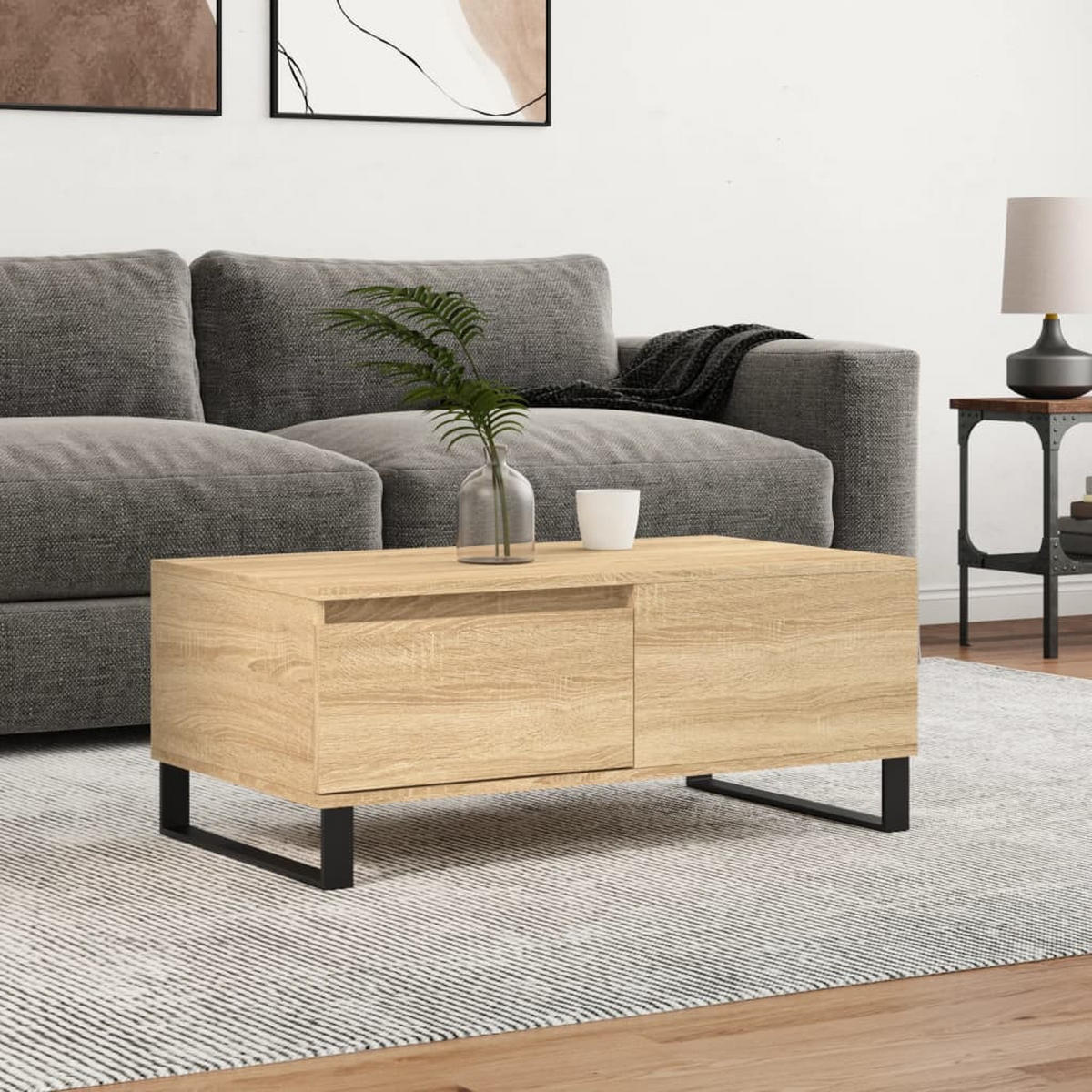 COUCHTISCH Sonoma-Eiche 90x50x36,5 cm Holzwerkstoff - Braun, Holzwerkstoff (90/50/36.5cm) - furnicato