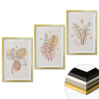 WANDBILDER 3er Set - 40x60 cm Goldrahmen - Pastellfarbene Pflanzenzeichnungen - Goldfarben, Kunststoff (40/60cm) - ArtPrintCave