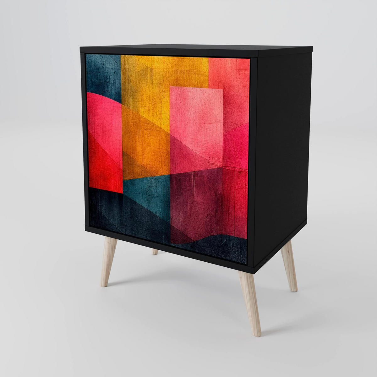 SIDEBOARD COLORFUL SOUNDS, Schwarz, 57,5x42x57,5 cm, Ohne Füße - Multicolor/Schwarz, Holzwerkstoff (57.5/57.5/42cm) - SpaceRebels