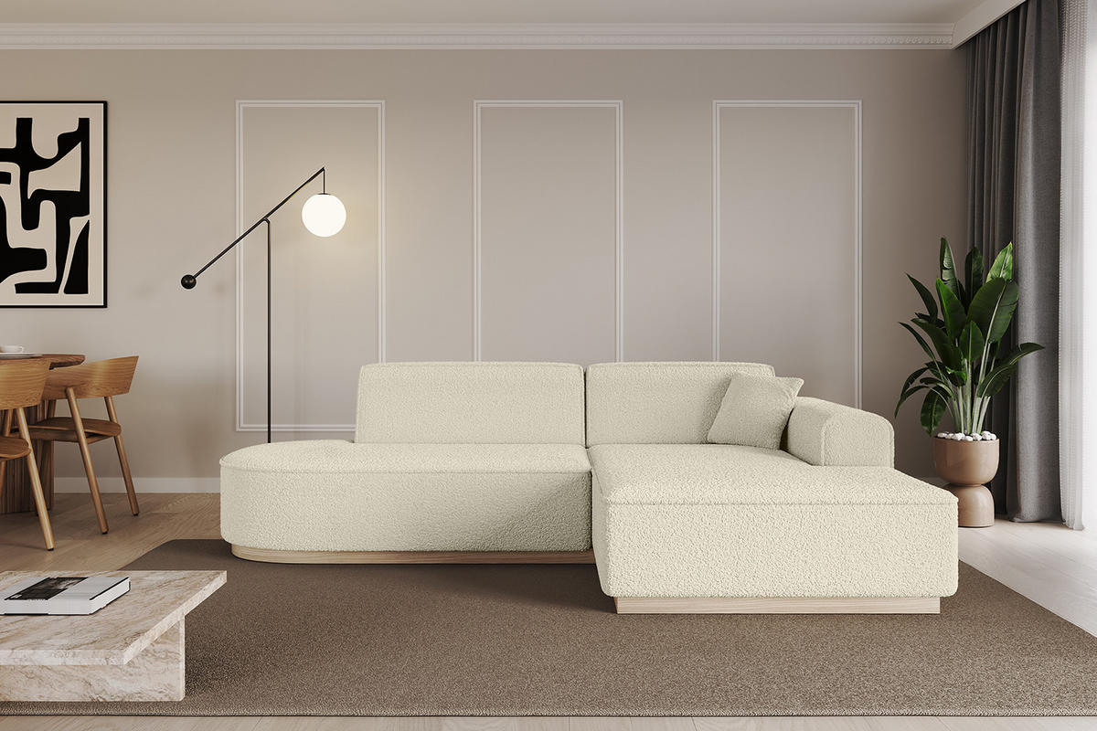 ECKSOFA Ottomane Rechts IREA-L1 - 232x165x80 cm Beige - Creme, Holzwerkstoff/Textil (232/165cm) - ALTDECOR