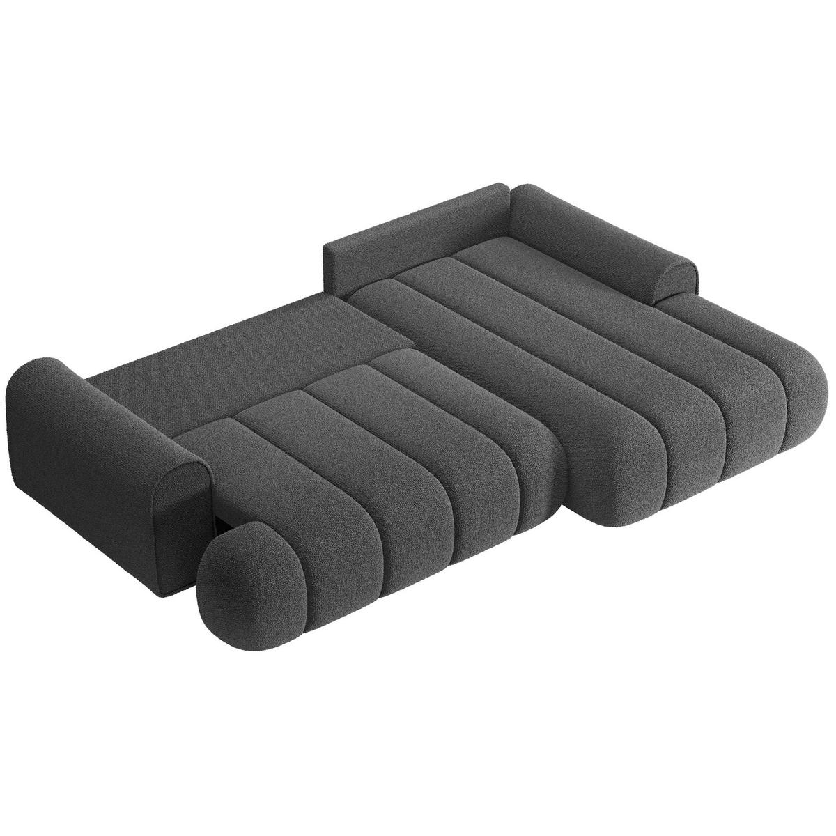 ECKSOFA Dandelino Grau mit Bouclé-Bezug, rechts - Schwarz/Grau, Kunststoff/Textil (172/271cm) - Selsey