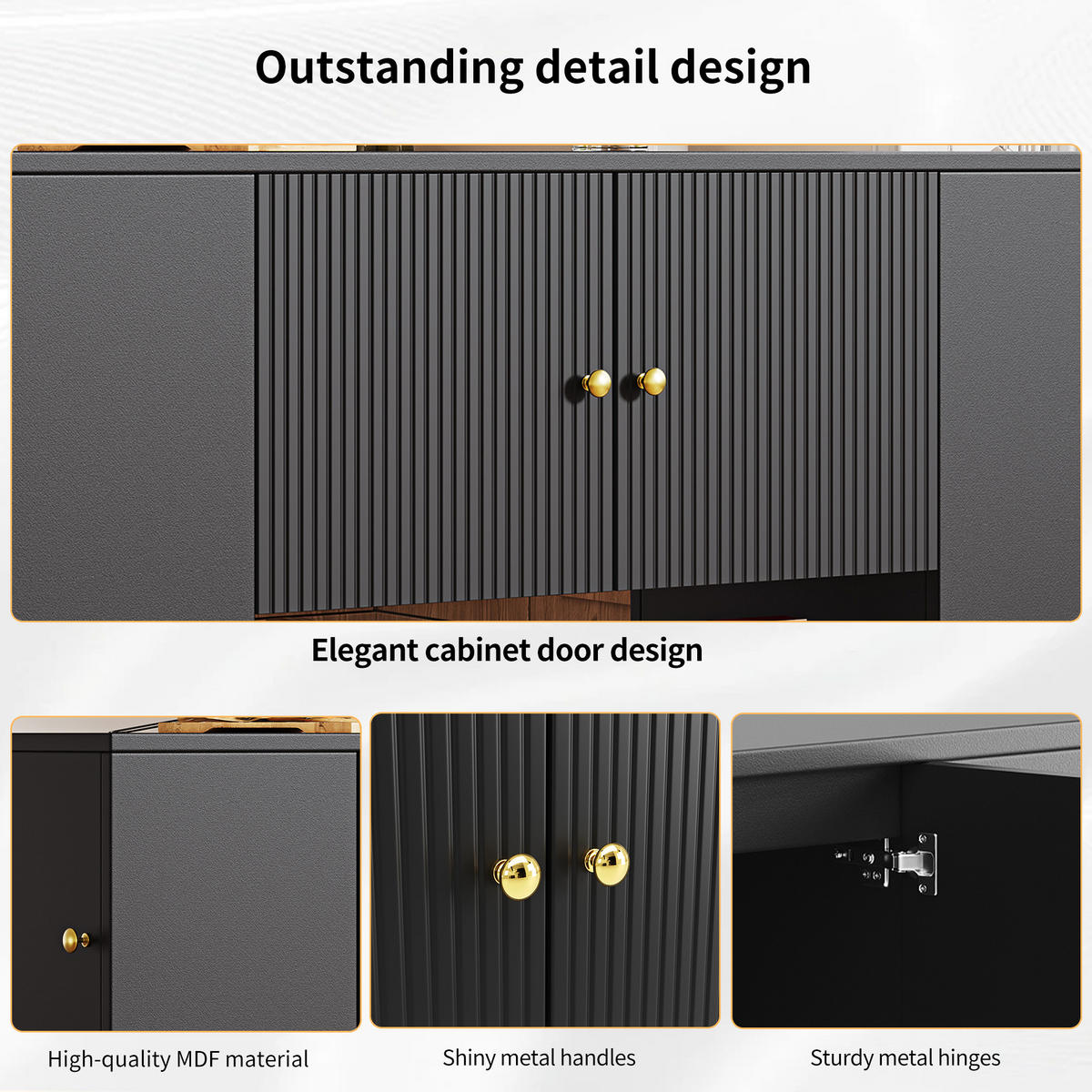 KÜCHENINSEL Küchenschrank Schubladen Regale Schwarz Modern - Schwarz, Holzwerkstoff (140/90/40cm) - FLIEKS