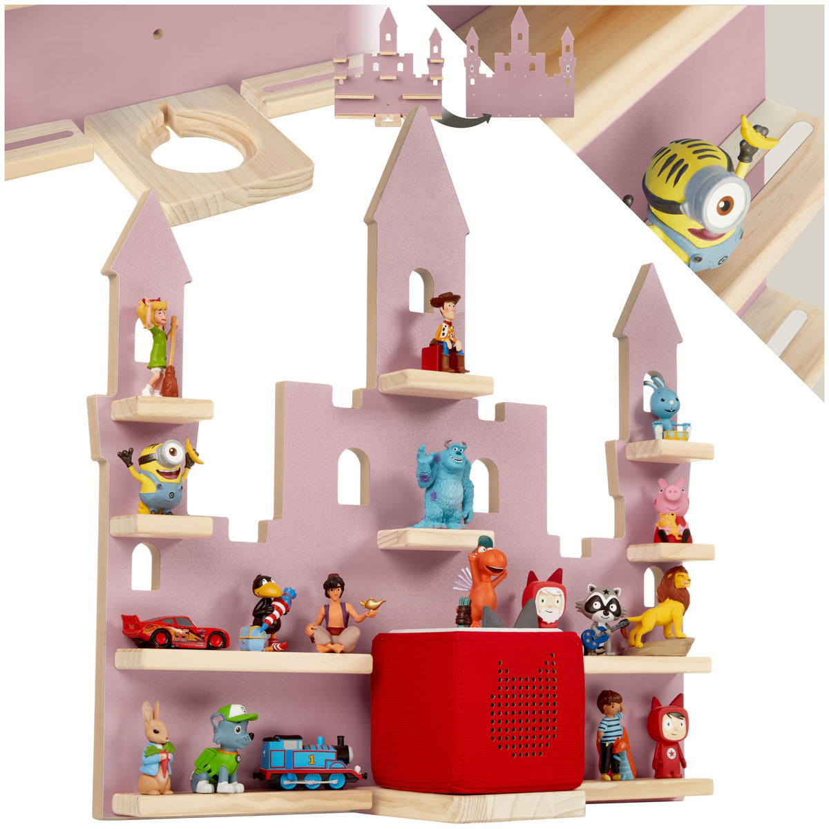WANDREGAL Mylittlestory Princess Castle,59 x 15,5 x 58 cm, pink - Pink, Holz (59/58/15.5cm) - tectake