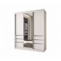 SCHIEBETÜRENSCHRANK PARMA 180, 2-türig Kleiderschrank mit 1 Spiegel, Moderne Garderobe, Schrank in Größe: 180 x 216 x 65 cm - Weiß, Holzwerkstoff (180/216/65cm) - O-Sofa