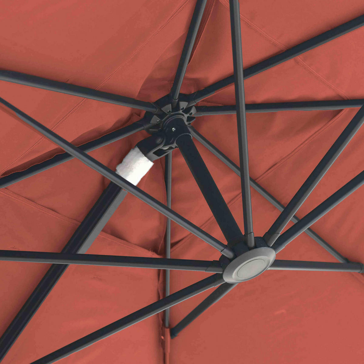 SONNENSCHIRM 3x3m mit 4 Gewichtsplatten, terracotta - Rot, Metall (300/300cm) - Oviala