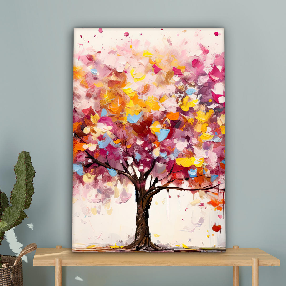 LEINWANDBILD Aquarell - Baum - Kunst - Abstrakt 60x90 cm - Multicolor, Textil (60/90cm) - MuchoWow