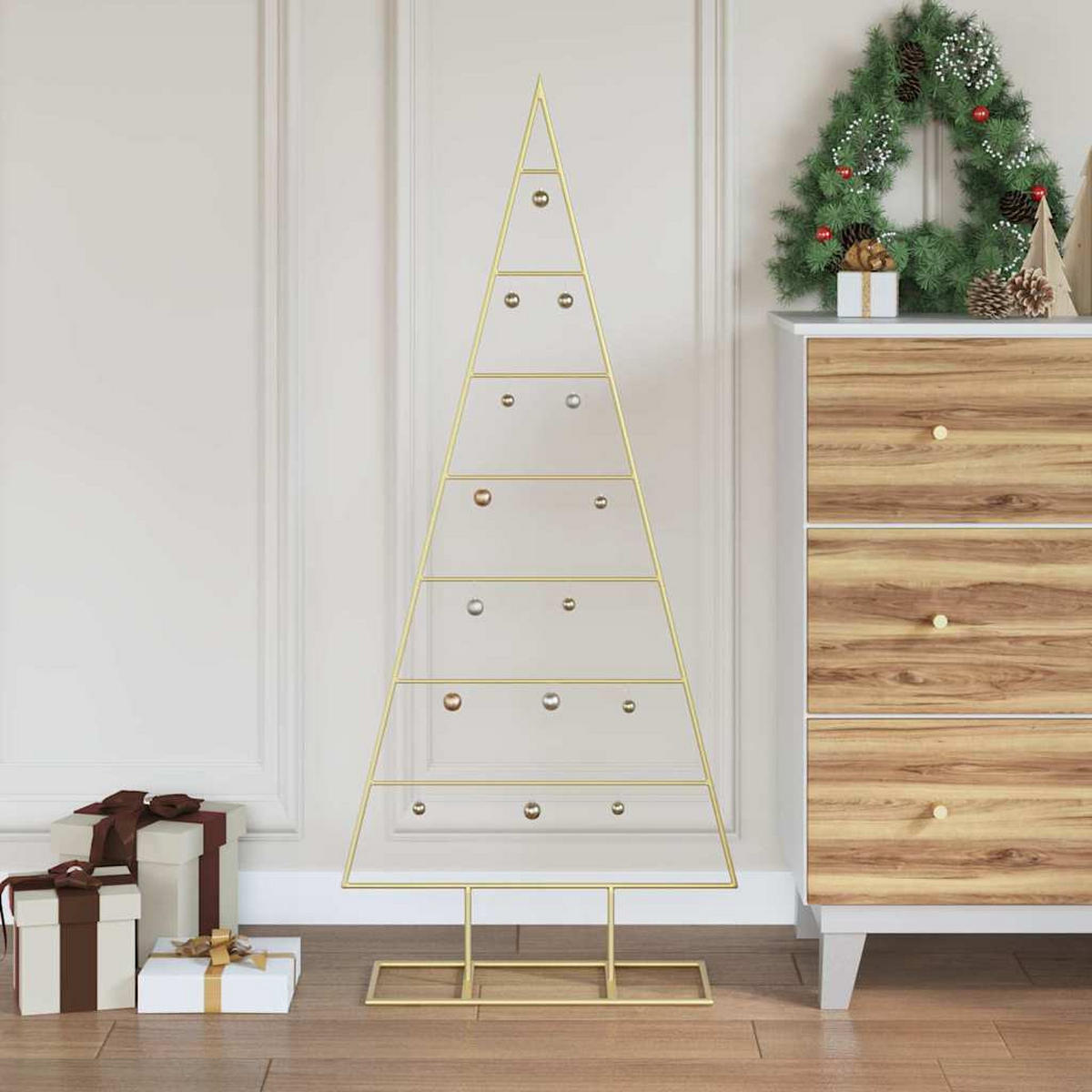 WEIHNACHTSBAUM Metall Gold 125 Cm Pulverbeschichteter Stahl - Goldfarben, Metall (125cm) - vidaXL