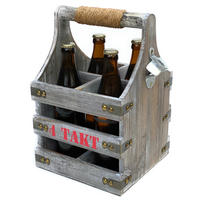 BIERTRÄGER aus Holz mit Flaschenöffner 4 Takt 96034 - Grau, Holz (21/32/21cm) - DanDiBo