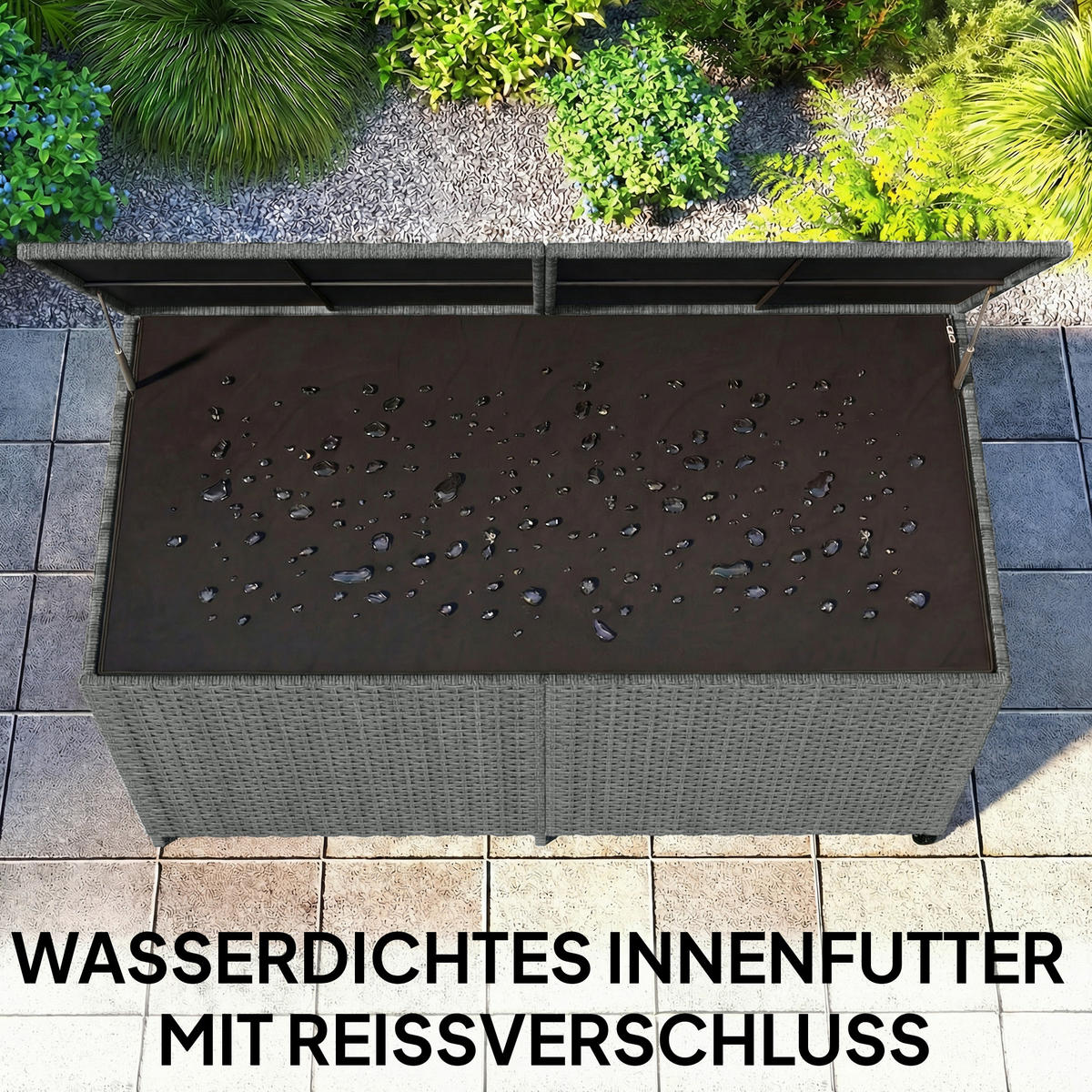 GARTENBOX PE-Rattan Stahl Dunkelgrau - Dunkelgrau, Kunststoff (75/74/150cm) - Outsunny