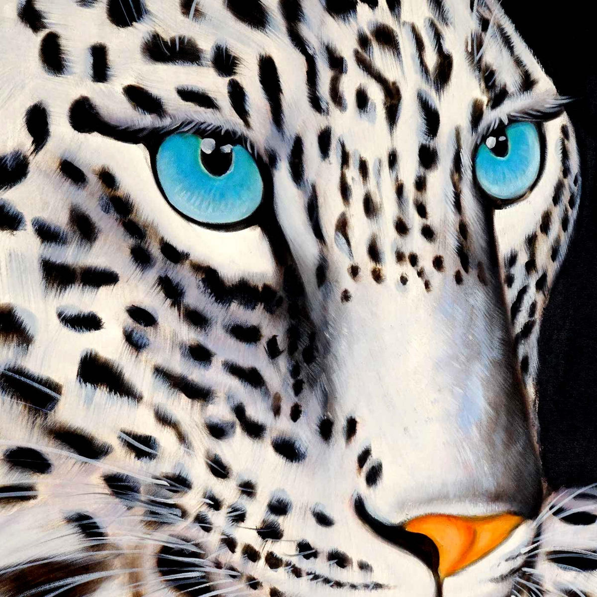 ÖLGEMÄLDE WEIßER LEOPARD HANDGEMALT Multicolor - Multicolor, Textil (100/100cm) - MCW