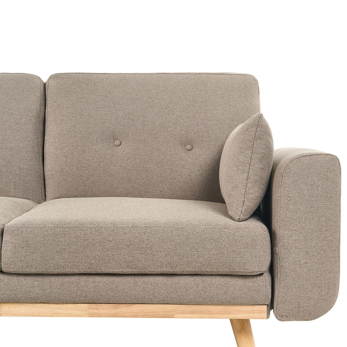 ROZKLÁDACÍ ROHOVÁ POHOVKA 3-místná Látka Světle hnědá pravostranná Kaarina - světle hnědá, textil (260/152cm) - Beliani