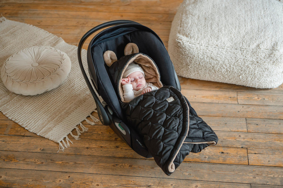 BABYSCHALENWRAP Recy Small, black/light brown - Schwarz/Braun, Textil (32/7/77cm) - Kaiserbaby