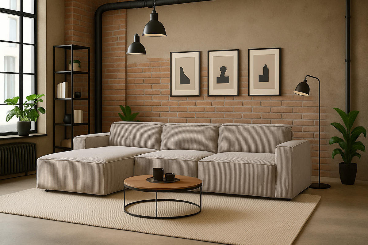 ECKSOFA Cursal L-Form, Stoff Poso, Beige, Links - Beige, Holz (284/166cm) - Kaiser Möbel