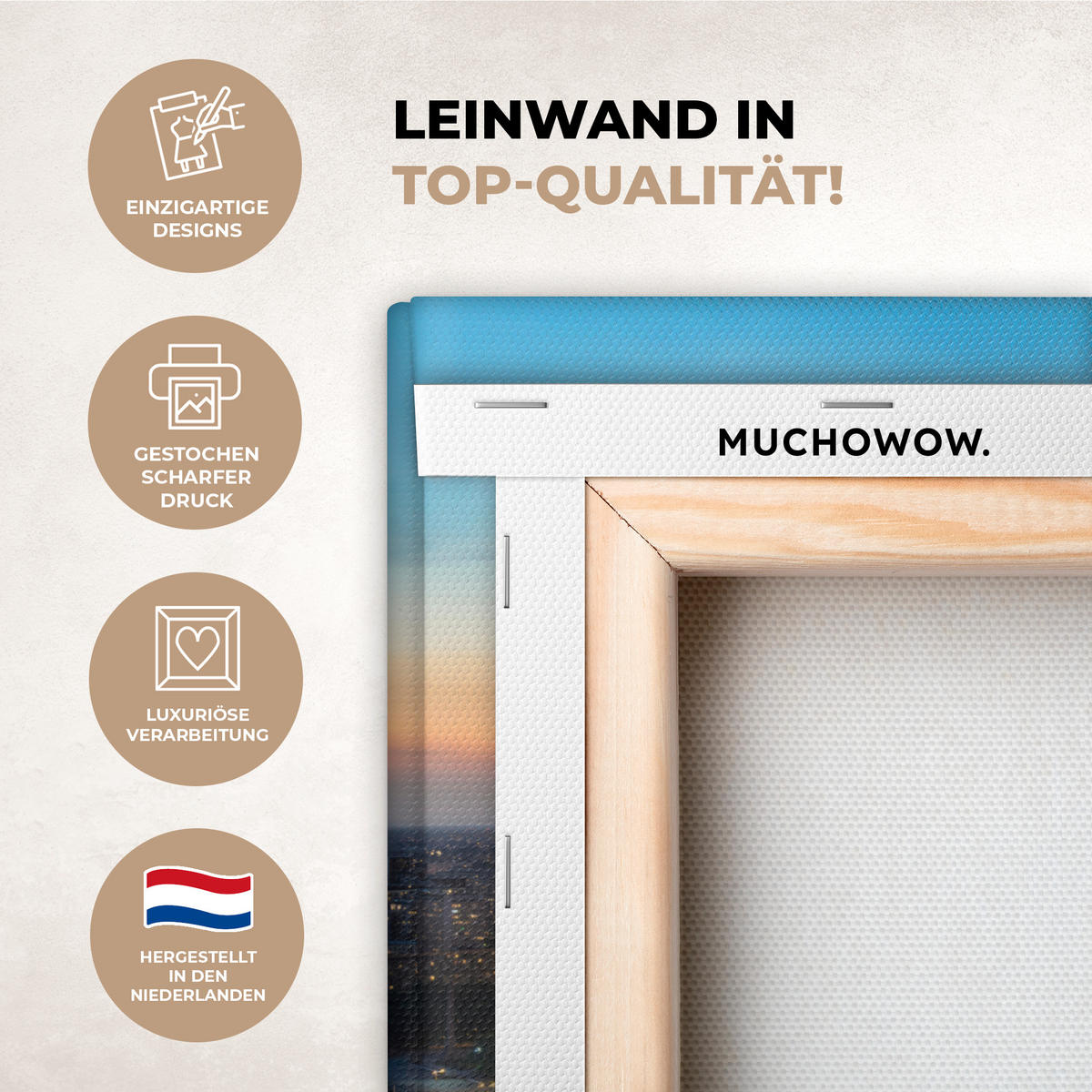 LEINWANDBILD Polen - Sonne - Warschau Deko Schlafzimmer 30x20 cm - Blau, Textil (30/20cm) - MuchoWow