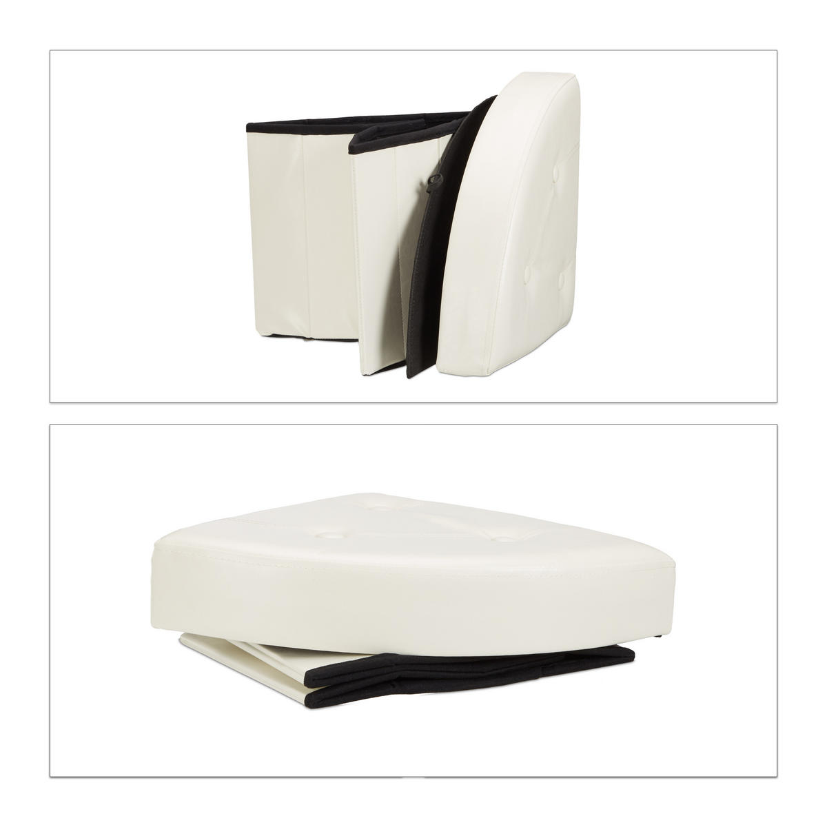 HOCKER - Weiß, Holzwerkstoff/Kunststoff (38/38/38cm) - Relaxdays