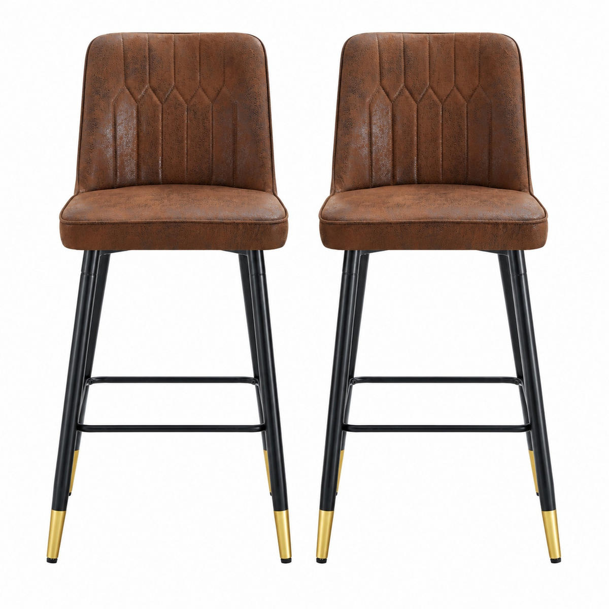 BARHOCKER 2er-Set 100 cm Braun mit Fußraste - Braun, Metall (45/100/42cm) - MIVRAY