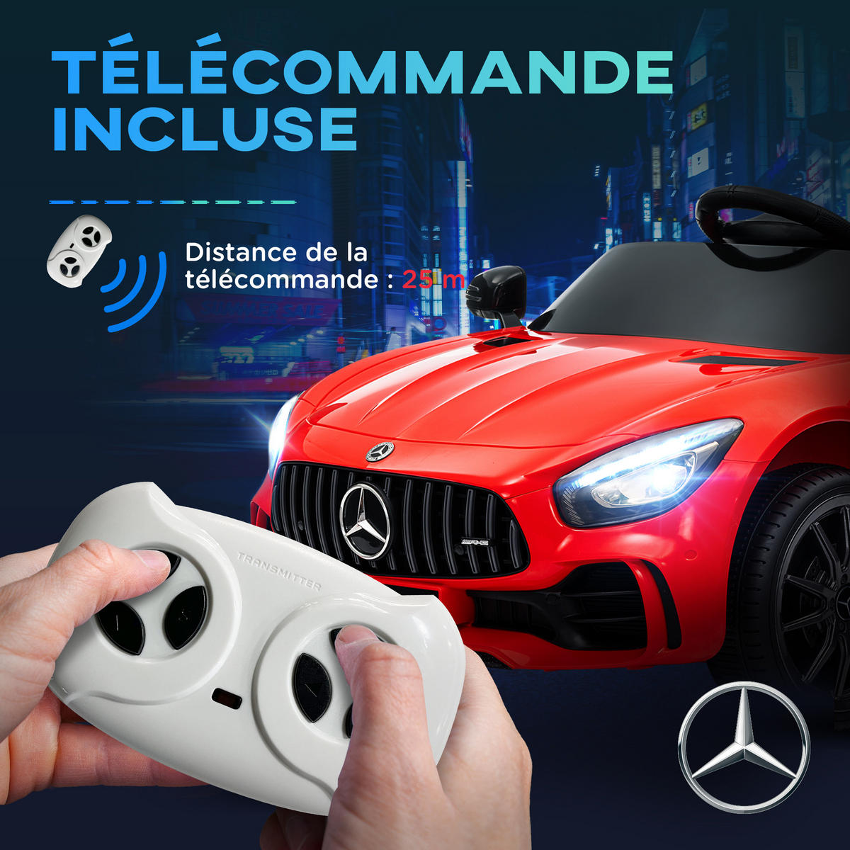 ELEKTRO-KINDERAUTO DE-13113 mit 2,4G Fernbedienung Rot - Rot, Metall (108/67/46cm) - ComfortXL