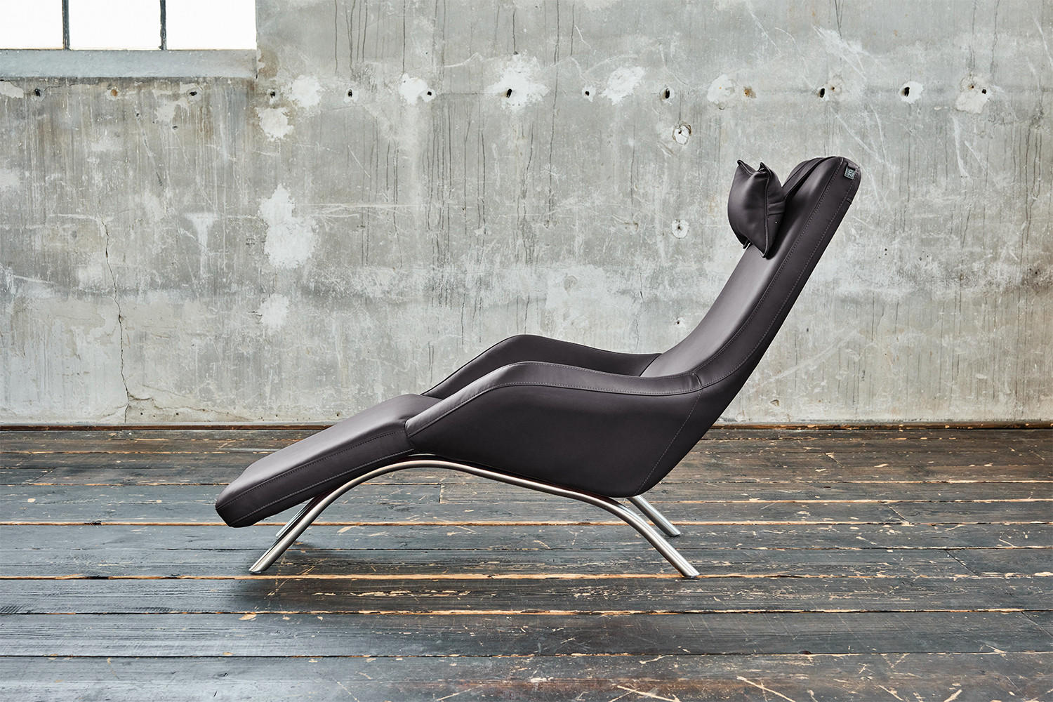 RELAXLIEGE CAVAL Grau Leder - Silberfarben/Grau, Leder/Metall (79/95/157cm) - KAWOLA