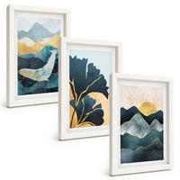BILDER SET 3er Set - 20x30 cm Weißer Rahmen - Abstrakte Bergansichten - Weiß, Kunststoff (20/30cm) - TULUP