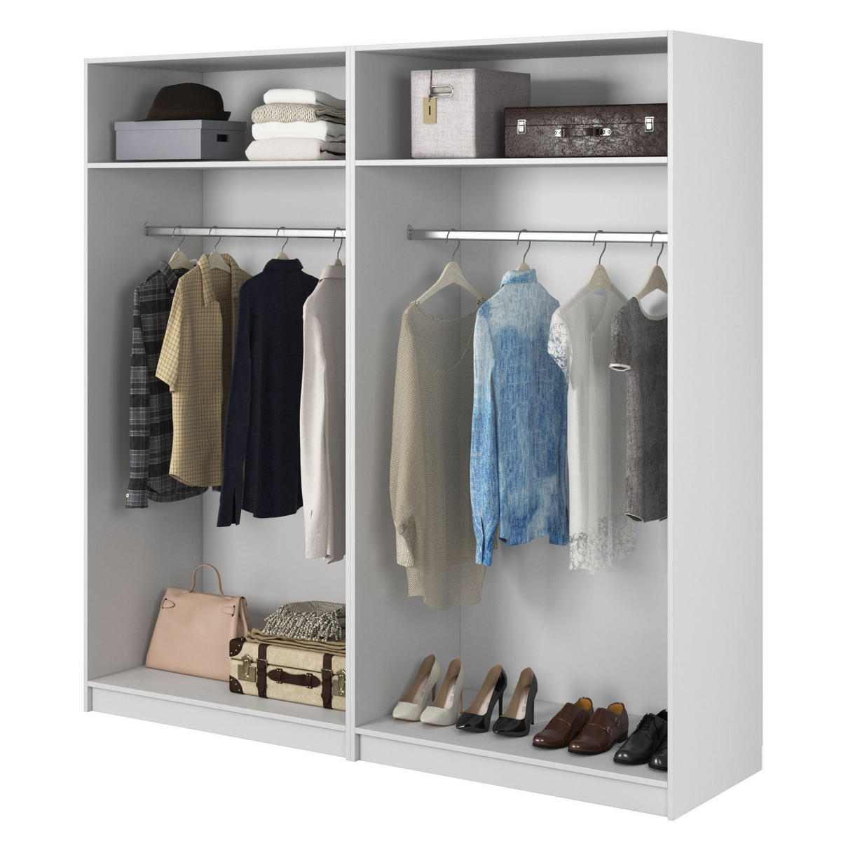 KLEIDERSCHRANK Moonir Weiß 200 cm - Goldfarben/Weiß, Holzwerkstoff/Metall (200/200.5/57cm) - Selsey