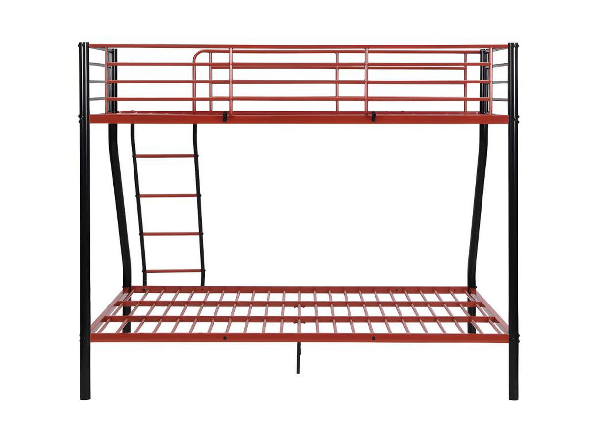ETAGENBETT - 90 & 140 x 190 cm - Stahl - Schwarz & Rot - ELEVATIO IV - Rot/Schwarz, Metall - Vente-Unique