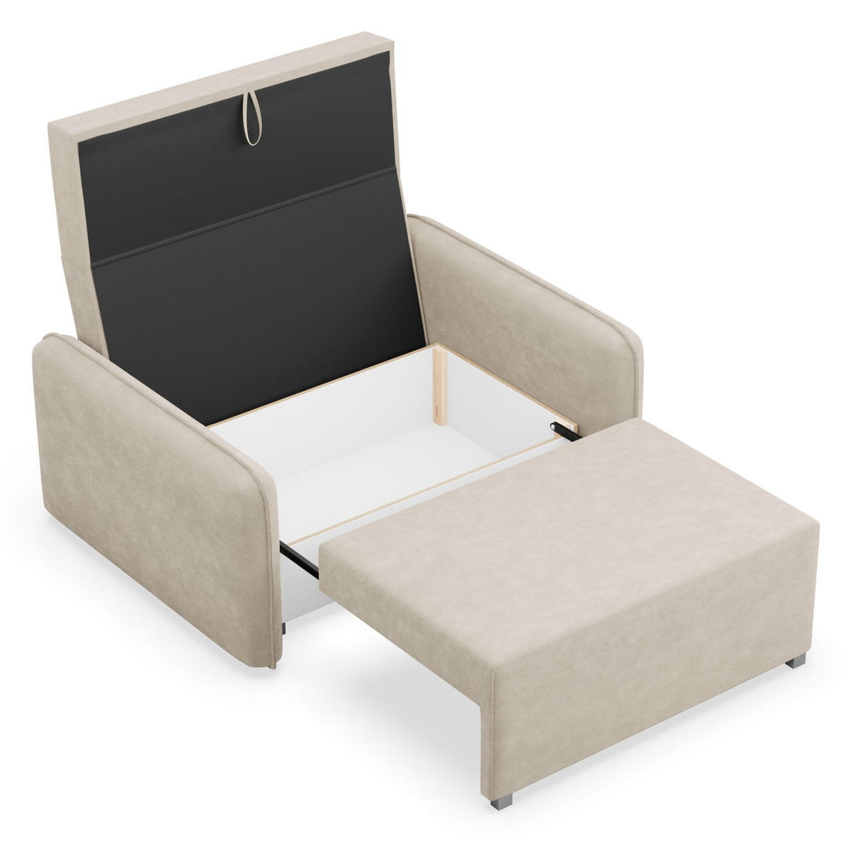 2-SITZER SCHLAFSOFA Duelia Beige, hydrophobe Chenille - Beige/Schwarz, Textil/Metall (144/85/124cm) - Selsey