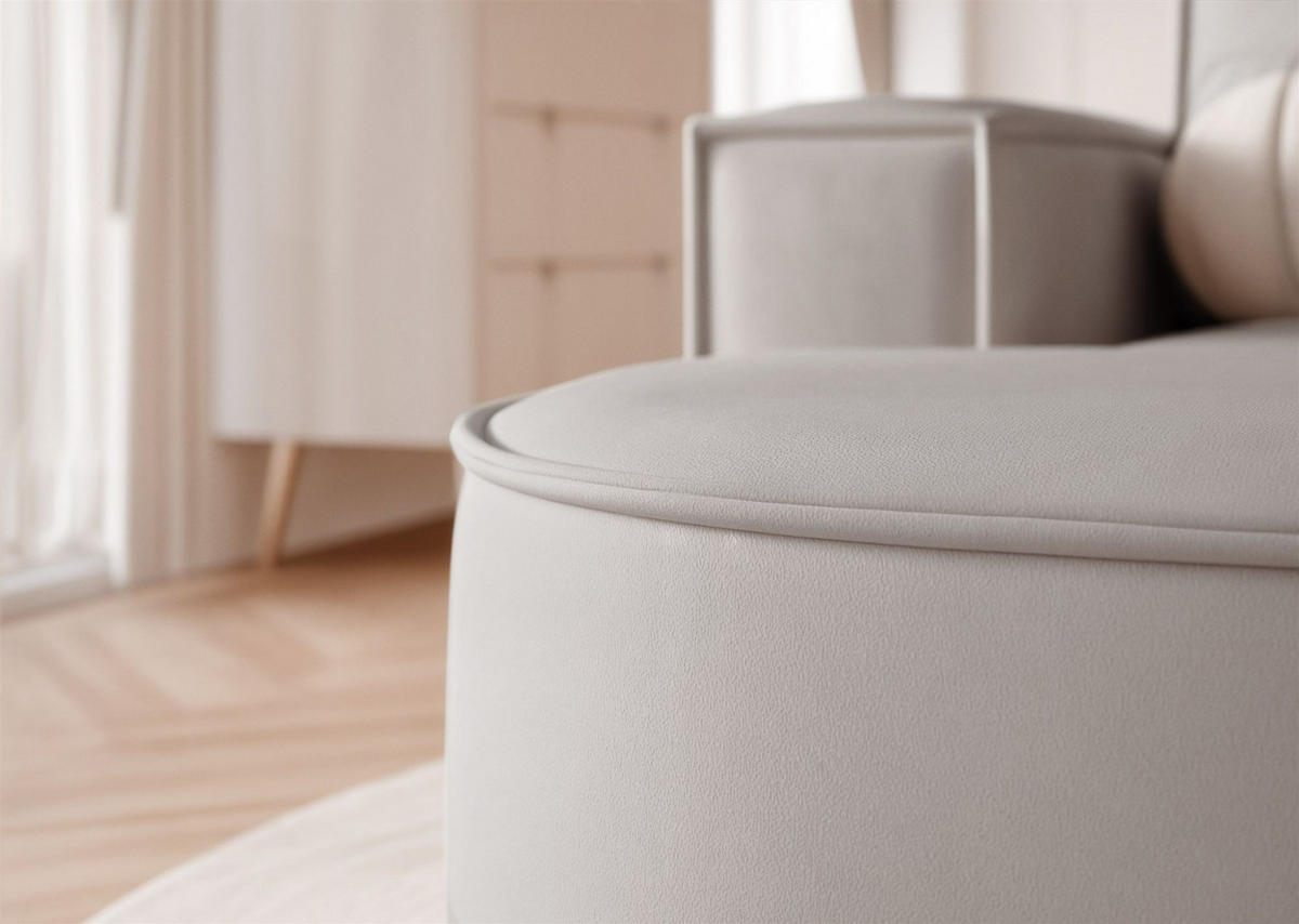 ECKSOFA Arlet In Stoff Riviera - Hellgrau, Holzwerkstoff/Textil (277/156cm) - Fun Möbel