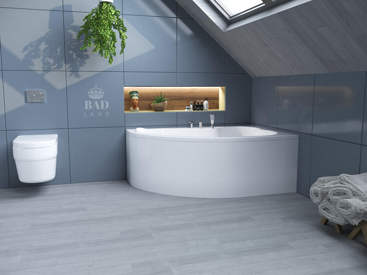 BADEWANNE Eckwanne MEGA 160/105 Rechts mit Schürze Ablauf Füße - Weiß, Kunststoff (105/60/160cm) - bad land