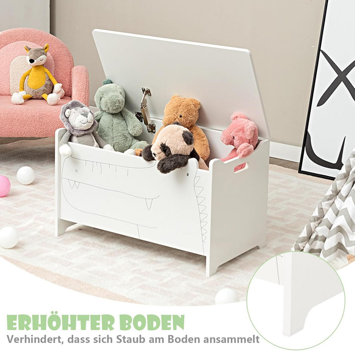 SPIELZEUGTRUHE Weiß - Weiß, Holz (33/60cm) - COSTWAY