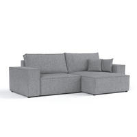 ECKSOFA CAVO mit Schlaffunktion Grau im Neve Stoff - Schwarz/Grau, Holz/Holzwerkstoff (255/148cm) - AltaBeds