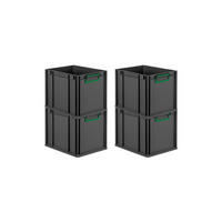 EUROBOX 4x NextGen Color 32x30x40 cm 30 Liter Griffe grün zu, Schwarz - Schwarz/Grün, Kunststoff (30/32/40cm) - PROREGAL