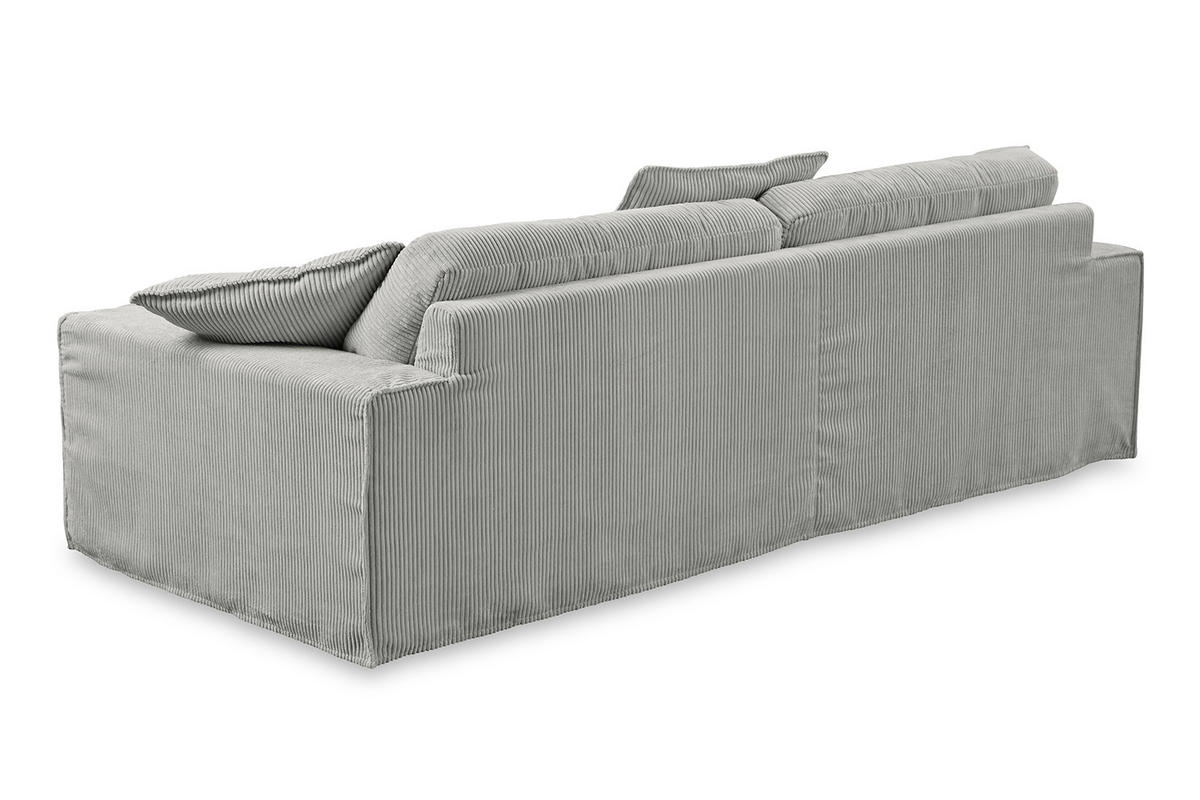 SOFA XL NETTA Grau Cord - Braun/Grau, Birkenholz/Textil (258/90/116cm) - KAWOLA