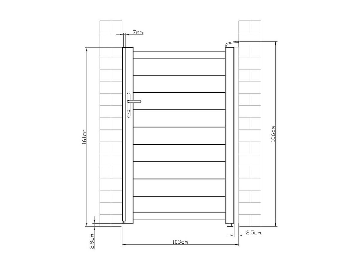 EINGANGSTOR - 100cm x 4.6cm - Aluminium - anthrazitgrau - NAZARIO - Anthrazit, Metall (100/161cm) - Vente-Unique