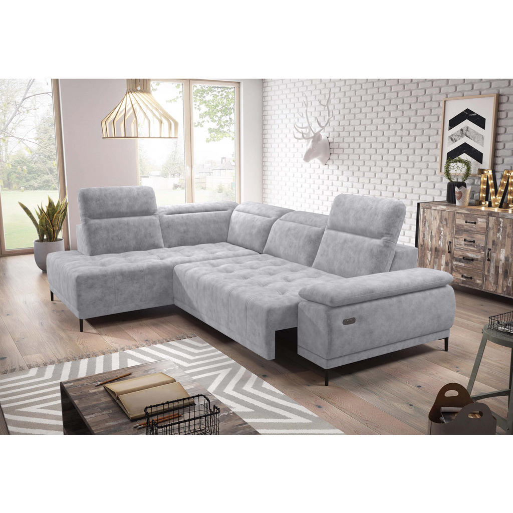 Thumbnail - DomoHome Ecksofa, Silber, Textil, Rechteckig, 352x204 cm, Wohnzimmer, Sofas & Couches, Wohnlandschaften, Ecksofas