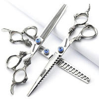 FRISEURSCHEREN Set 7 Zoll 3-teilig Ausdünnungsrate 40-45% Edelstahl - Silberfarben, Metall (6/1/17.7cm)
