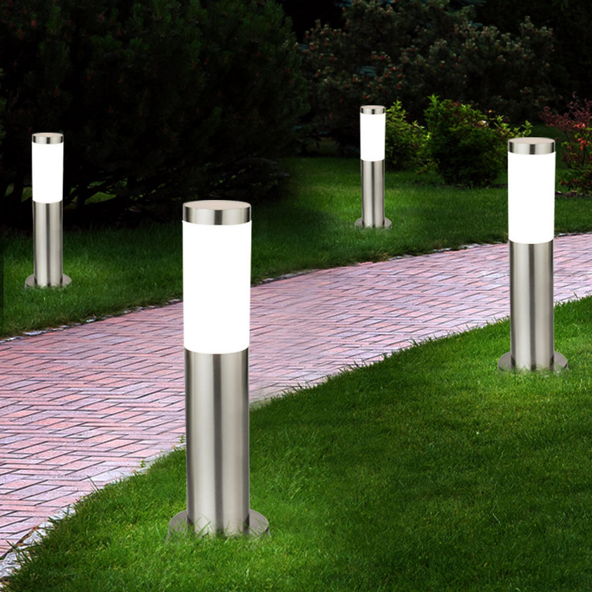 LED WEGELEUCHTE Edelstahl Silber 6er Set - Silberfarben, Metall (7.6/7.6/45cm)