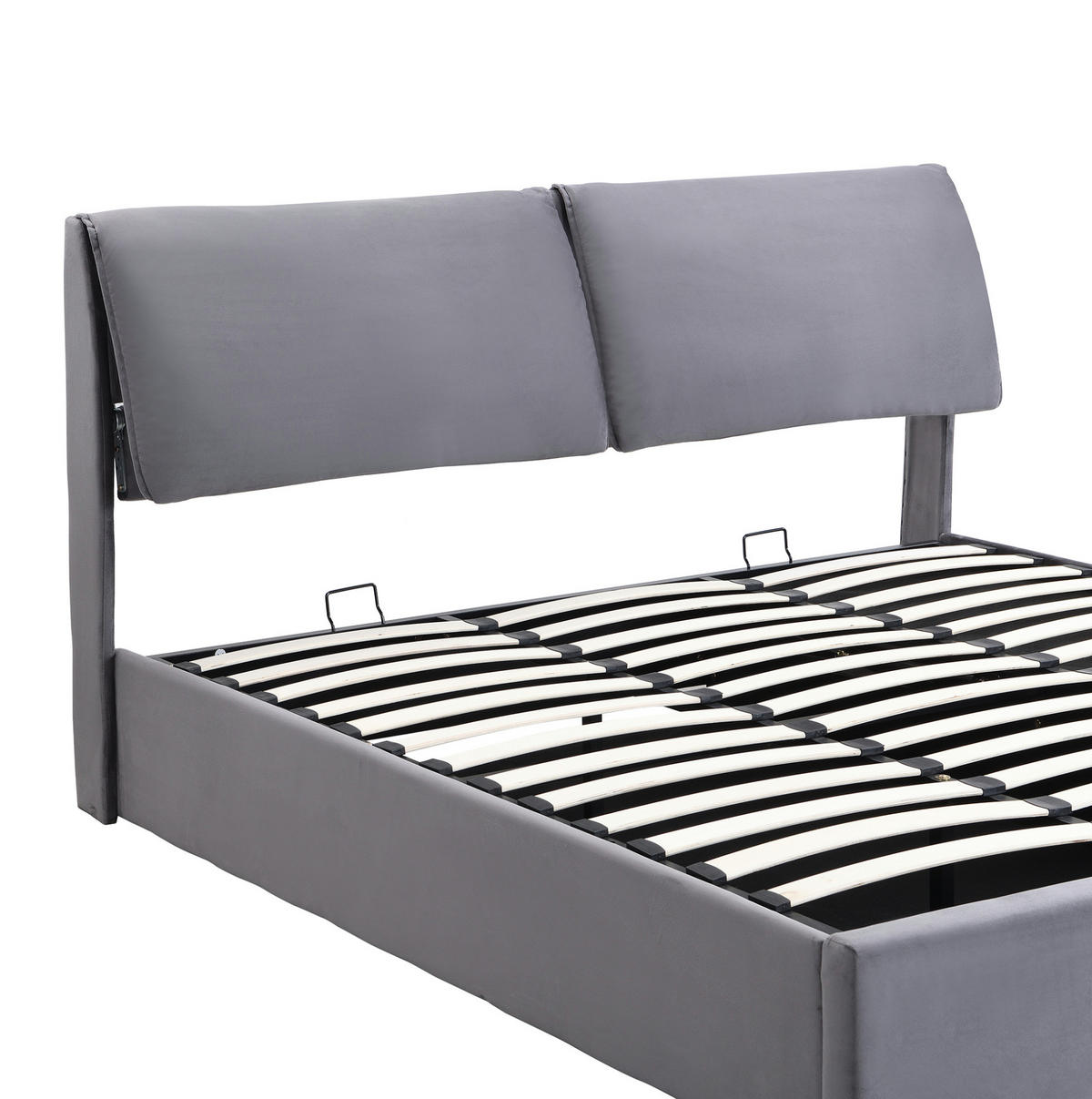 POLSTERBETT aus Samt 160x200 cm in Grau mit Bettkasten & 3 Schubladen - Grau, Textil (160/200cm) - Modfu