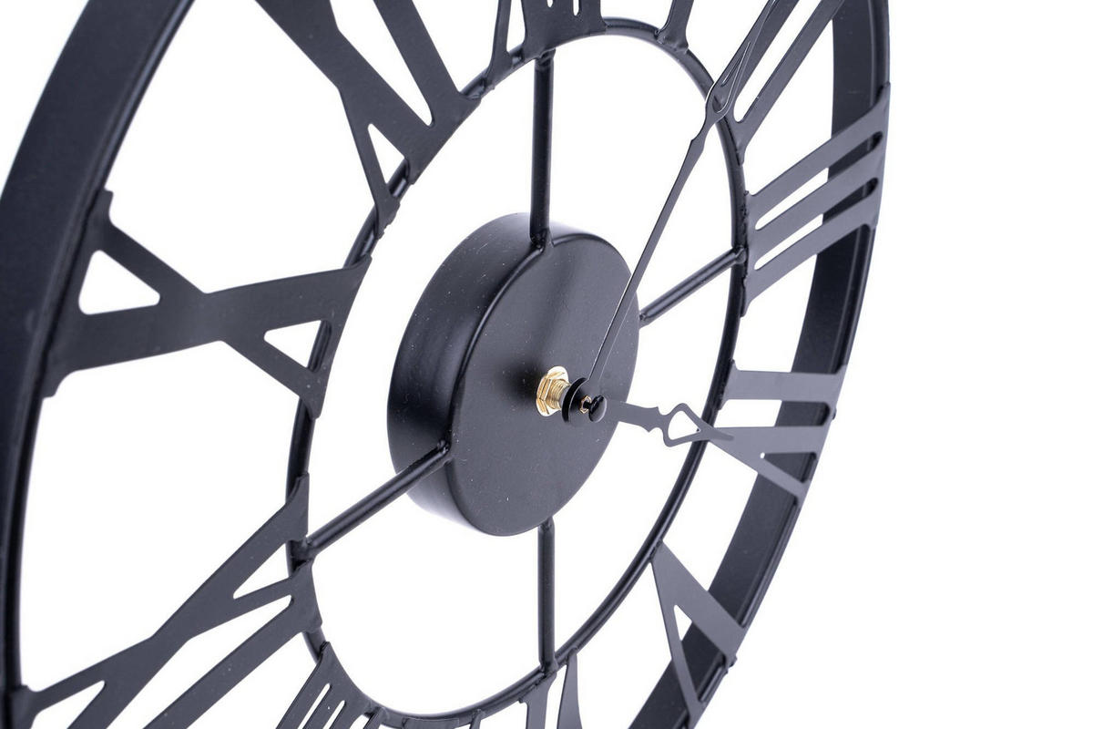 METALL-WANDUHR in schwarzer Farbe Vintage 4/36,5/36,5 cm - Schwarz, Metall (36.5/36.5/4cm) - Atmosphera Createur d´interieur