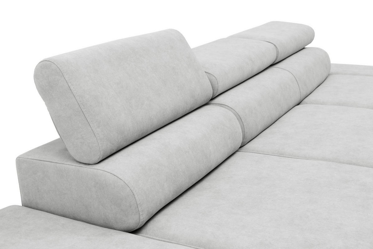 ECKSOFA JAZZ L Links mit Schlaffunktion 127x216 Velours Hellgrau - Hellgrau/Schwarz, Holz/Textil (285/237cm) - Muffo