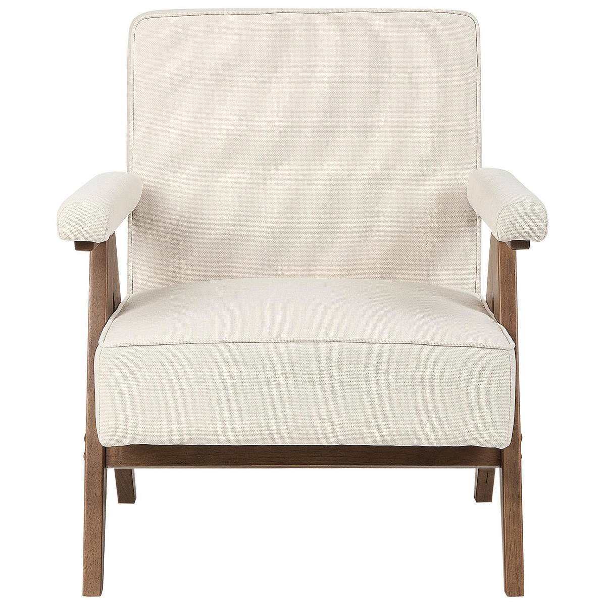 SESSEL Creme Evje - Beige/Dunkelbraun, Textil (65/81/57cm) - Beliani