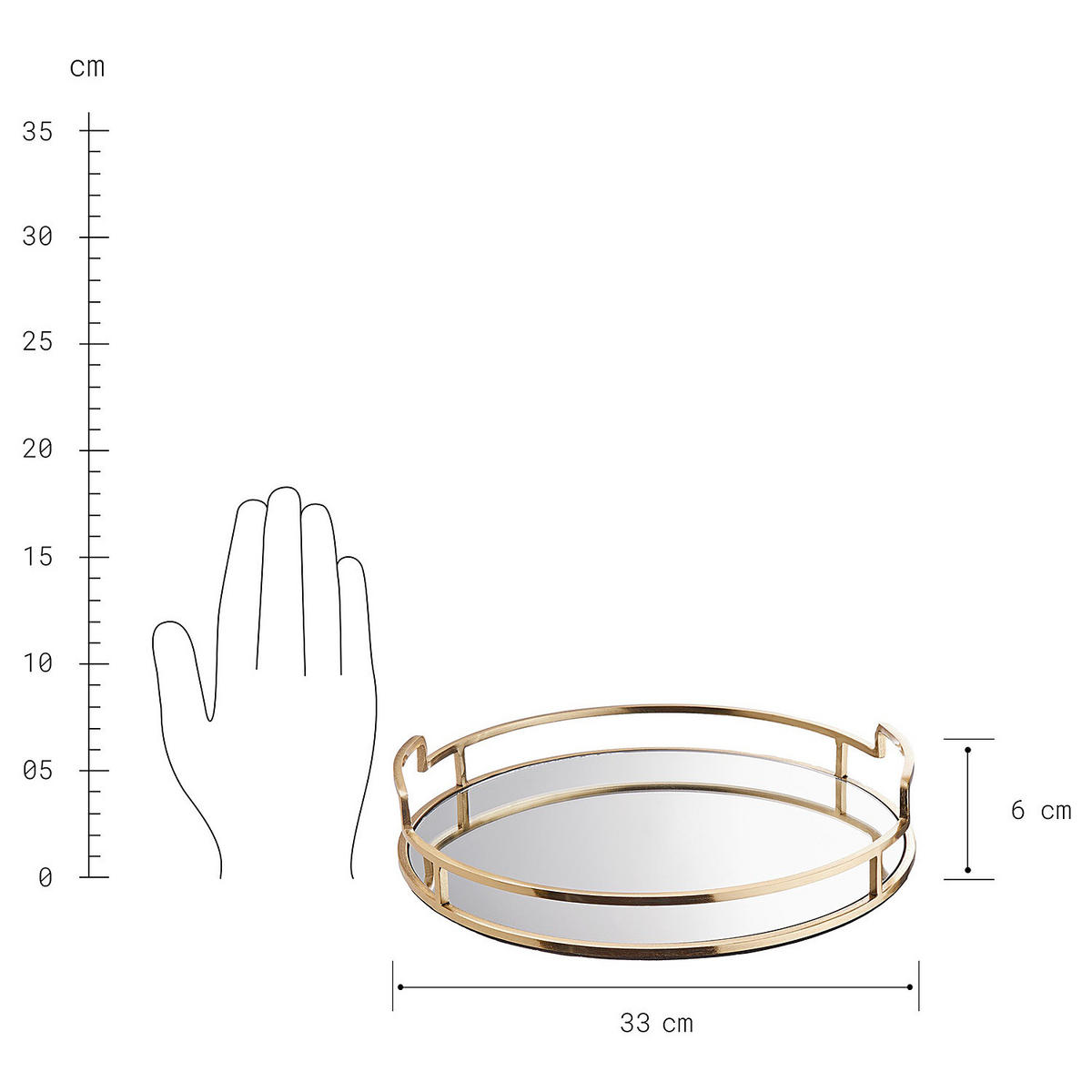 TABLETT Art Deco - Goldfarben, Glas/Metall (0.5cm) - Butlers