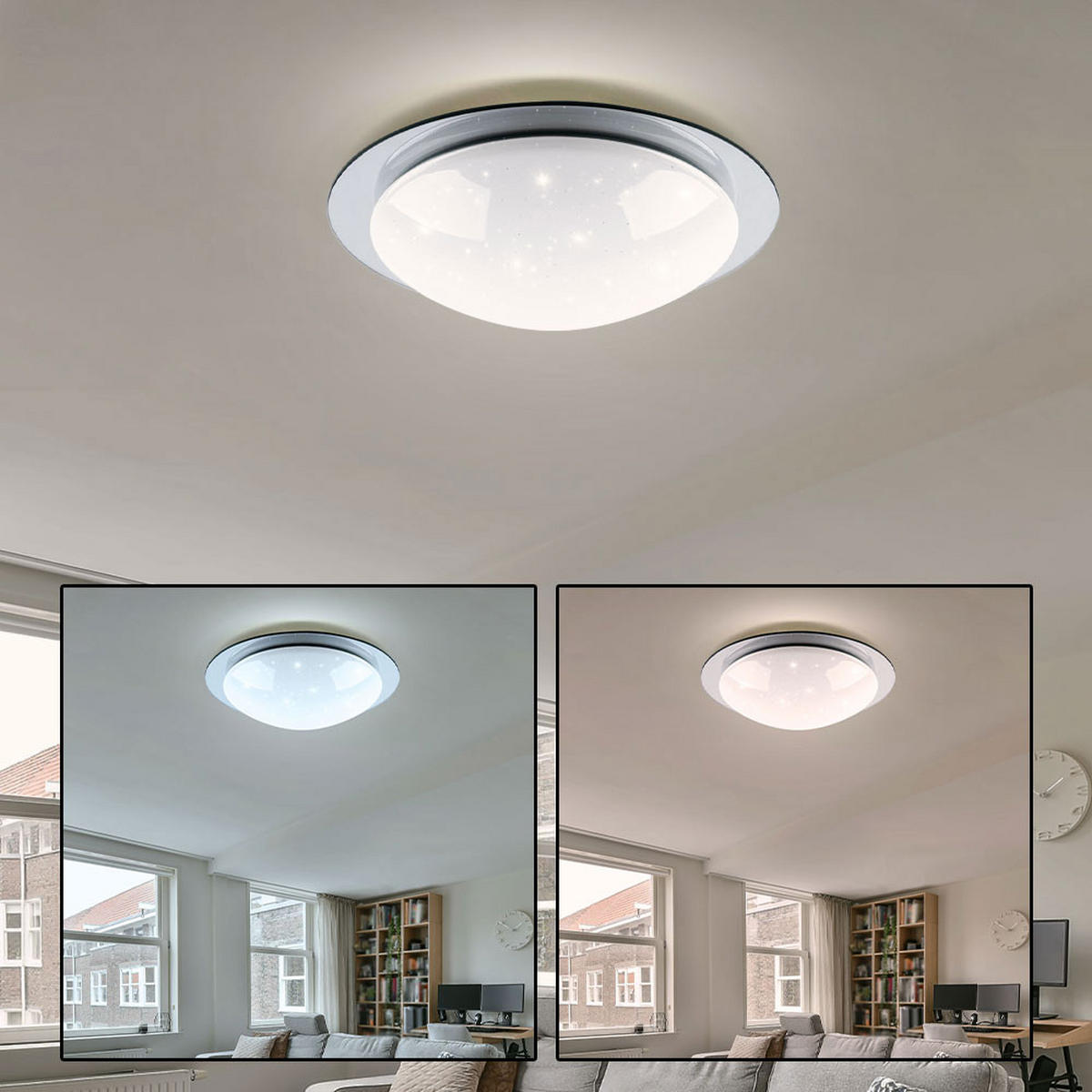 LED DECKENLEUCHTE Stahl Weiß - Weiß, Metall (38/38/10cm)