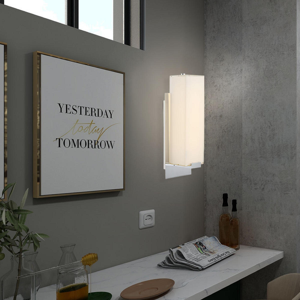 LED WANDLEUCHTE ABRUZZO Silber Glas satiniert - Silberfarben, Glas (11/29.5/29.5cm) - Globo Lighting