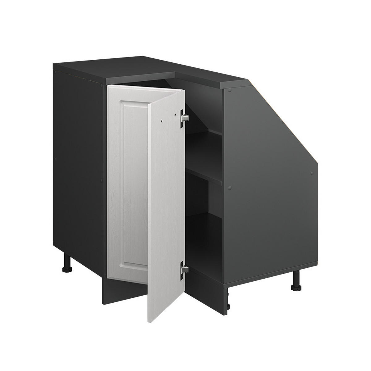 DACHSCHRÄGENSCHRANK ECKSCHRANK Rion Weiß Landhaus/Anthrazit 75.6 x 81.6 cm mit 1 Tür - Anthrazit/Weiß, Holzwerkstoff (75.6/81.6/75.6cm) - Vicco