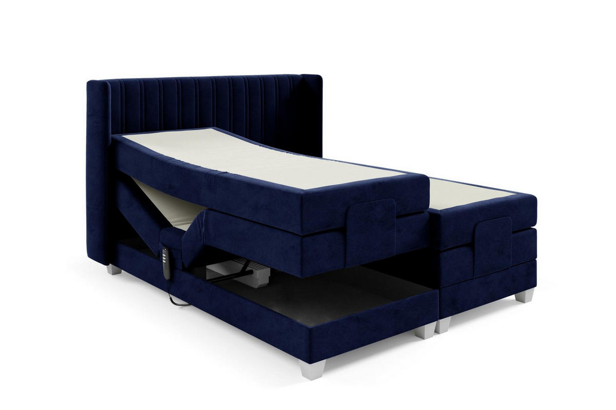 BOXSPRINGBETT Bett Elektrisch Magnus - Blau, Holzwerkstoff/Textil (120/200cm) - Fun Möbel