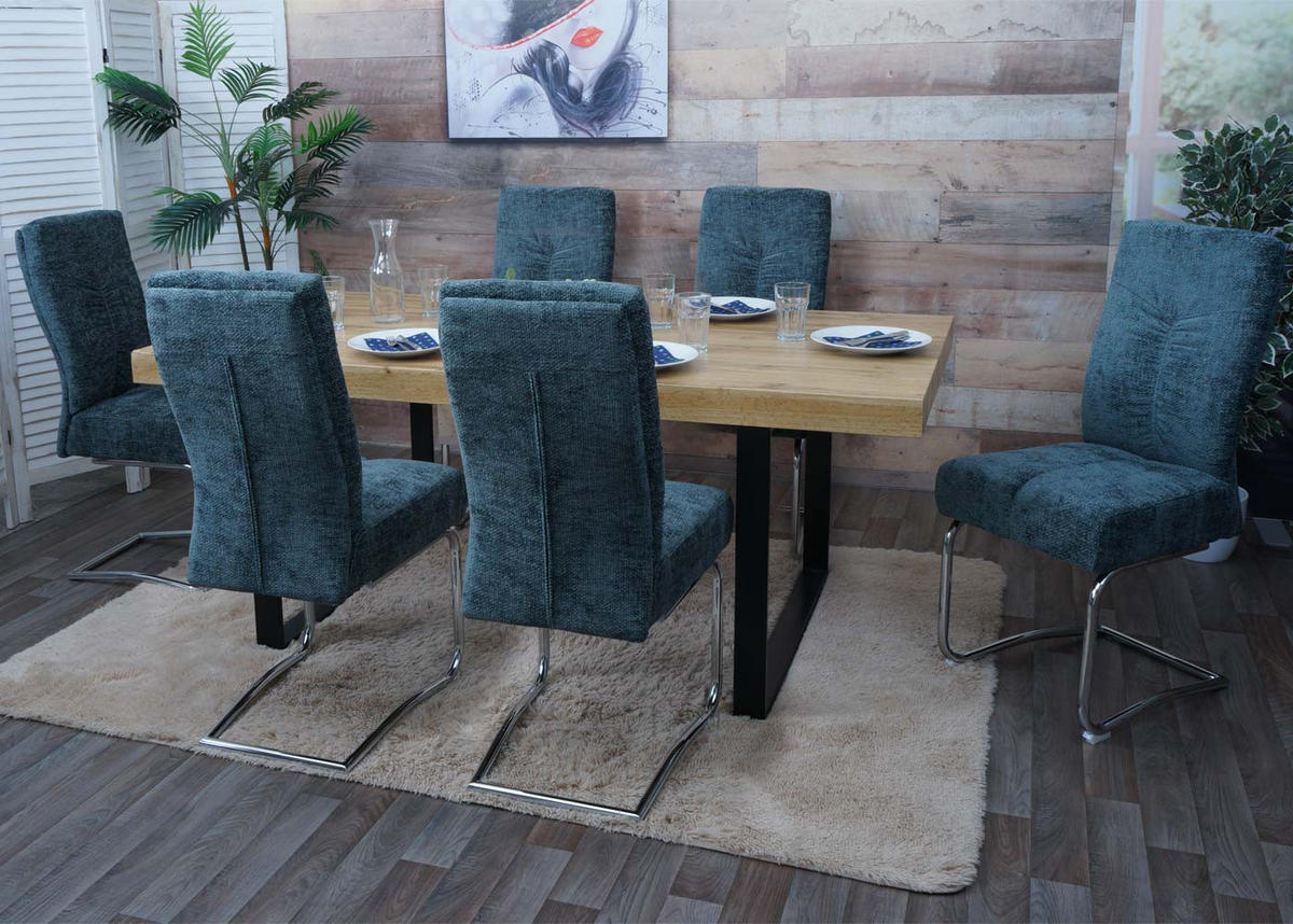 ESSZIMMERSTUHL Blau 6er-Set - Blau/Petrol, Textil (46/105/60cm) - MCW